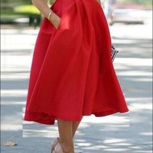 Red high waisted skirt